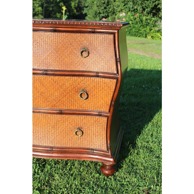Wood Ethan Allen Faux Bamboo and Rattan Chest of Drawers For Sale - Image 7 of 18