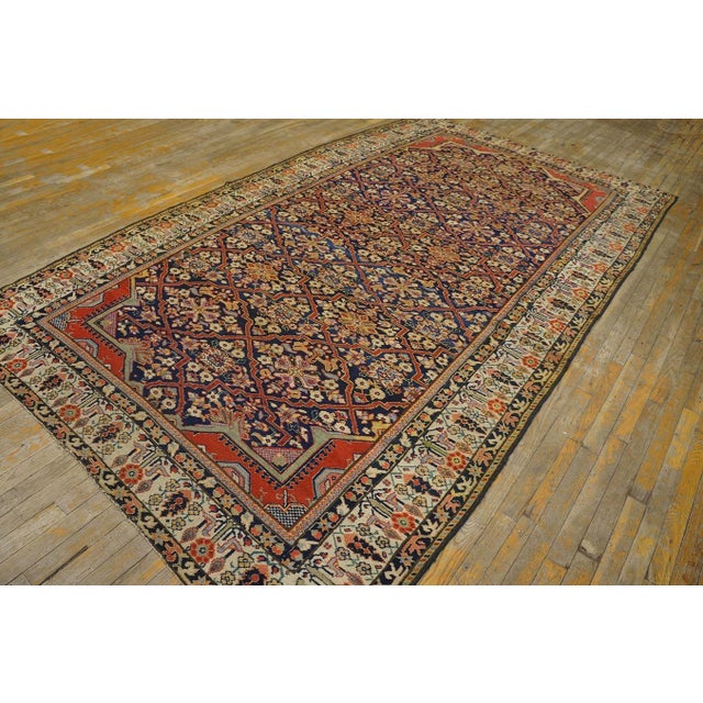 Traditional Antique Persian Joshaqan Rug Ivory Border With Scrolling Vines and Flowers Frames the Field For Sale - Image 3 of 18