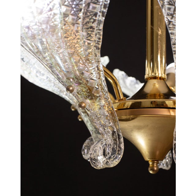 1980s Murano Chandelier Iridescent Leaves For Sale - Image 9 of 12