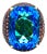 Bochic “Orient” Vintage London Blue Topaz & Orange Sapphire Ring, 18K Gold & Sil For Sale