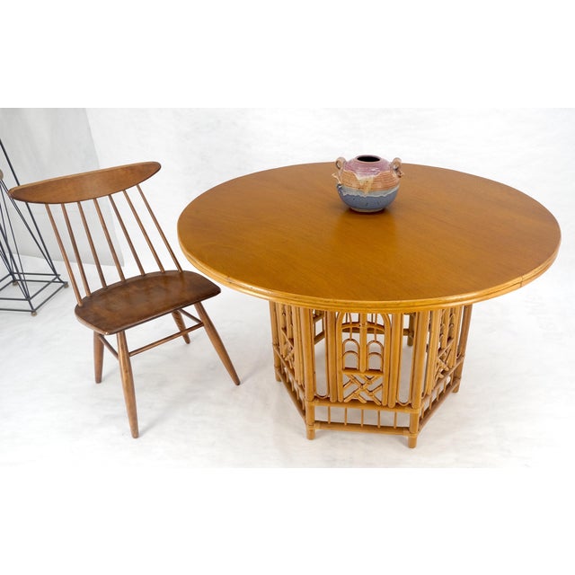 Late 20th Century Very Fine 48" Round Top Bamboo Base Mid Century Modern Dining Center Table MINT! For Sale - Image 5 of 10