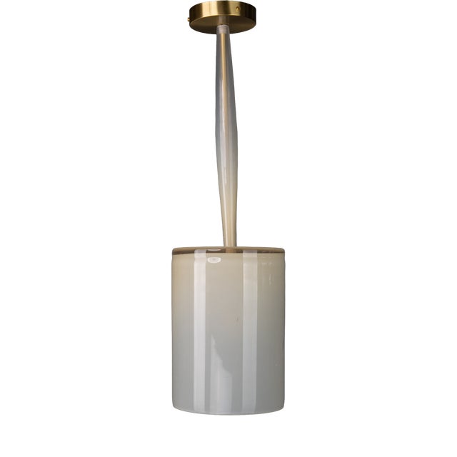 Fine Polished Satin Glass and Vanilla Artisan Glass Pendant Light by ZAVADKSI, 2023 For Sale