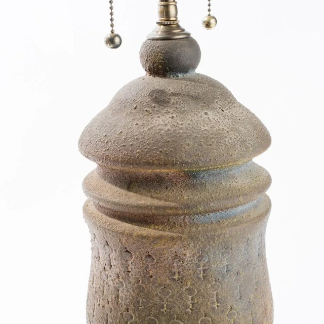 1950s Italian Art Pottery Brown Lamp For Sale In New York - Image 6 of 7