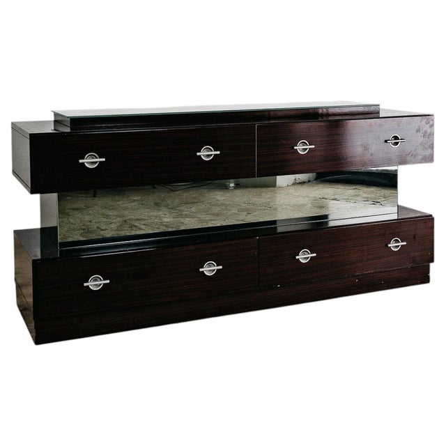 Modernist Cubic Chest of Drawers in Wood Veneer and Glass,1980s For Sale - Image 15 of 15