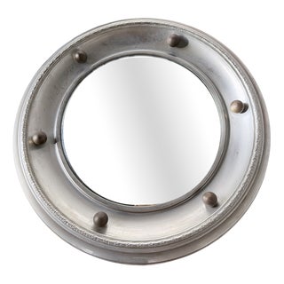 Antique English Style Round Convex Metal Mirror, 1900s For Sale
