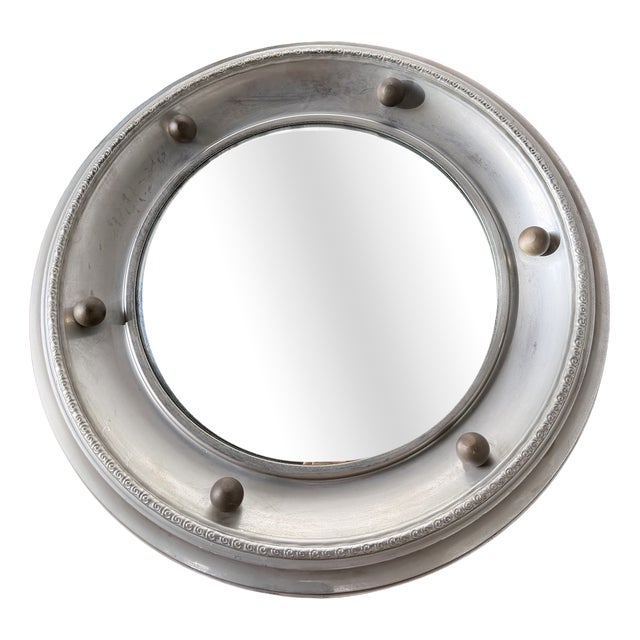 Antique English Style Round Convex Metal Mirror, 1900s For Sale
