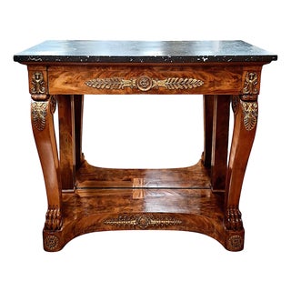 Empire Style Marble Top Console Table by Bedel & Cie of Paris For Sale