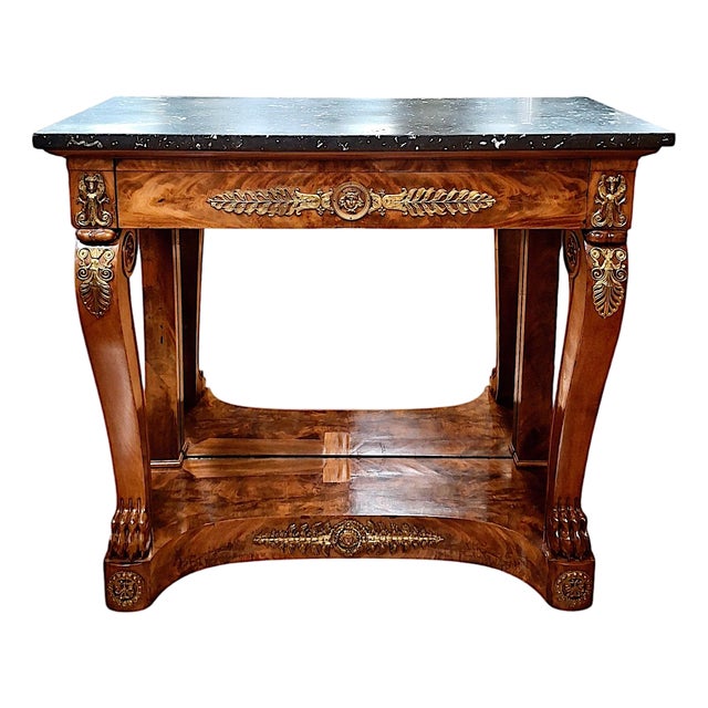 Empire Style Marble Top Console Table by Bedel & Cie of Paris For Sale