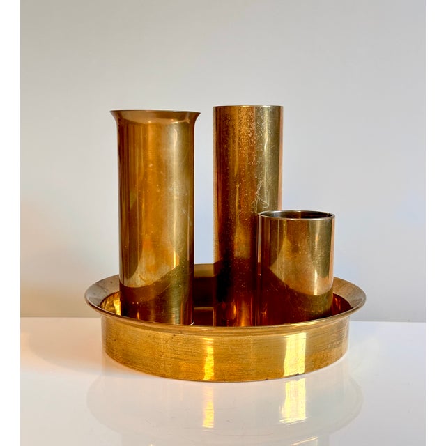 Scandinavian Modern Candleholders with Vase & Tray in Brass from Ekte Norsk Odel, Norway, 1960s, Set of 4 For Sale - Image 15 of 15