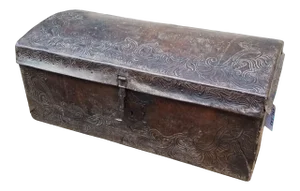 Antique Spanish Colonial Tooled Leather Trunk