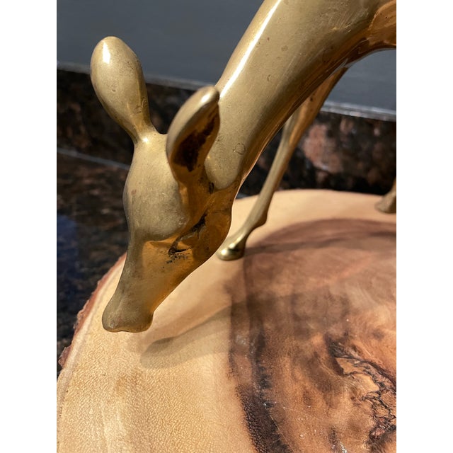 Metal Vintage Regency Brass Deer Statues a Pair For Sale - Image 7 of 9