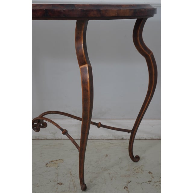 1990s Maitland Smith Tessellated Top Iron Base Console Table For Sale - Image 5 of 15