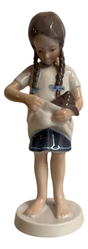 Ceramic Figurine of Girl with a Kitten from Royal Copenhagen, 20th Century