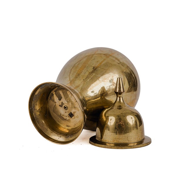 1960s 14" Brass Ginger Jar Mid-Century Modern Hollywood Regency For Sale - Image 5 of 5