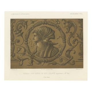 Ferdinand Séré, Carved Chest Panel with Helmeted Bust, 1851, Chromolithograph For Sale