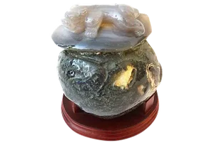 Smoky Carnelian Agate Stone with Foo Dog