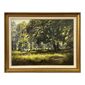 Beech Trees With Figures in a National Trust Forest in Northern Ireland - Vintage Painting