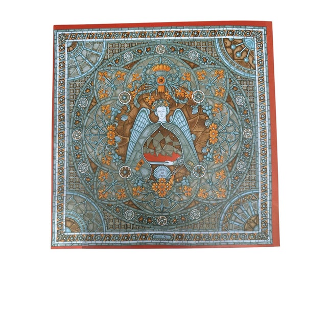 2000 - 2009 Vintage Framed Authentic Original Hermès Art Advertisement Lithograph Featuring Hermès Scarf For Sale - Image 5 of 7