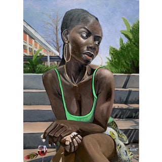 City Girl Popoola Victor (2024) Acrylic on Canvas, 21st Century, Contemporary, Figurative Portrait, Africa Women, 2024 For Sale