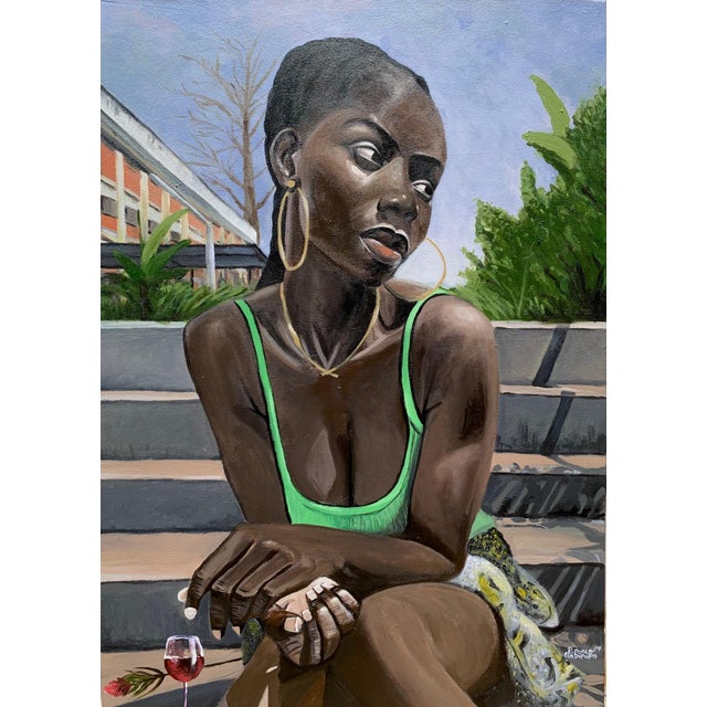 City Girl Popoola Victor (2024) Acrylic on Canvas, 21st Century, Contemporary, Figurative Portrait, Africa Women, 2024 For Sale