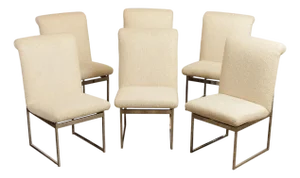 Mid Century Modern Set of Six Chrome Dining Chairs
