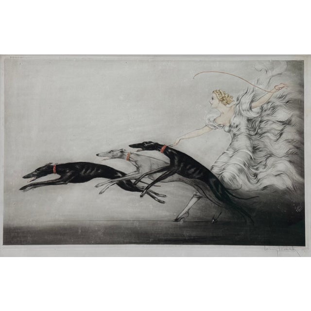 "Speed" (Vitesse) by Louis Icart, C. 1929 Etching on Woven Paper For Sale - Image 4 of 4