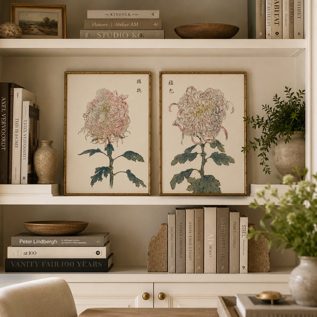 Paper Whispering Petals Diptych – Vintage Japanese Botanical Prints (Set of 2), 12" X 18" For Sale - Image 7 of 8