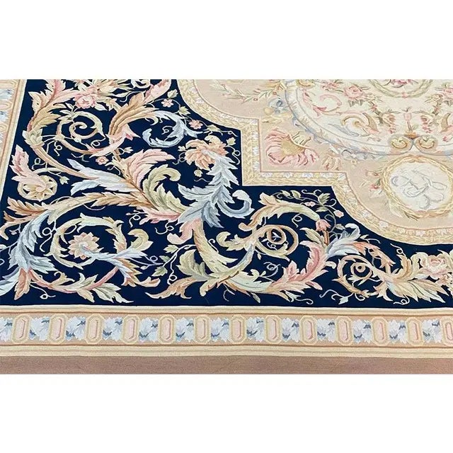 Handwoven French Style Aubusson Area Rug 9’0″ X 12’0″ For Sale - Image 4 of 10