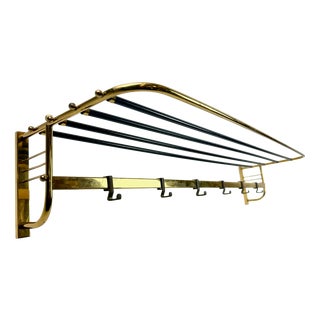Mid-Century Modern Brass Coat and Hat Rack, 1960s For Sale