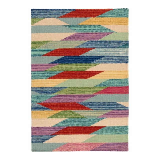 Kit Kemp for Dash & Albert Hotline Multi Woven Wool Rug, 3' x 5' For Sale