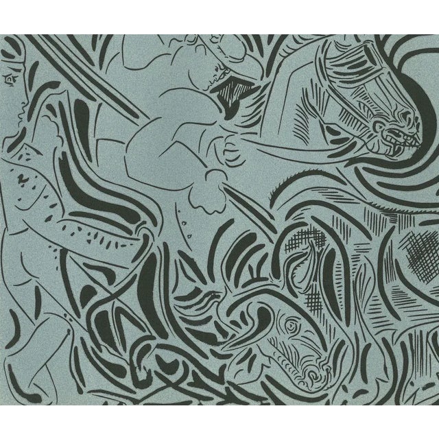 La Pique is a contemporary artwork realized after Pablo Picasso (1881-1973). Original color linocut realized in smaller...