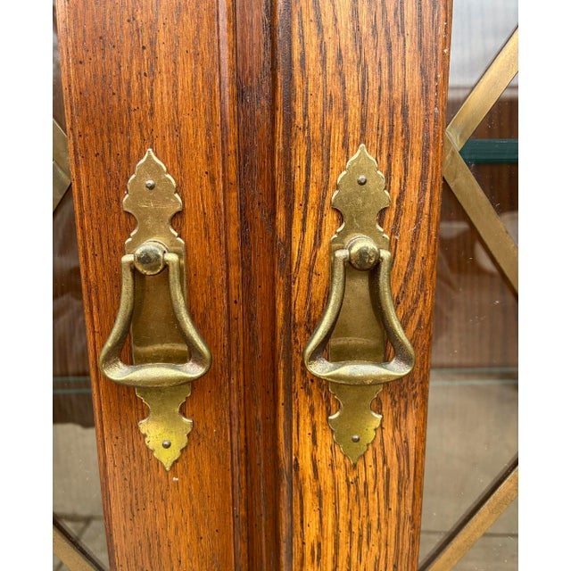 1980s Pennsylvania House Oak Chippendale Cabinet Display Hutch Shelf Chippendale A For Sale - Image 10 of 17