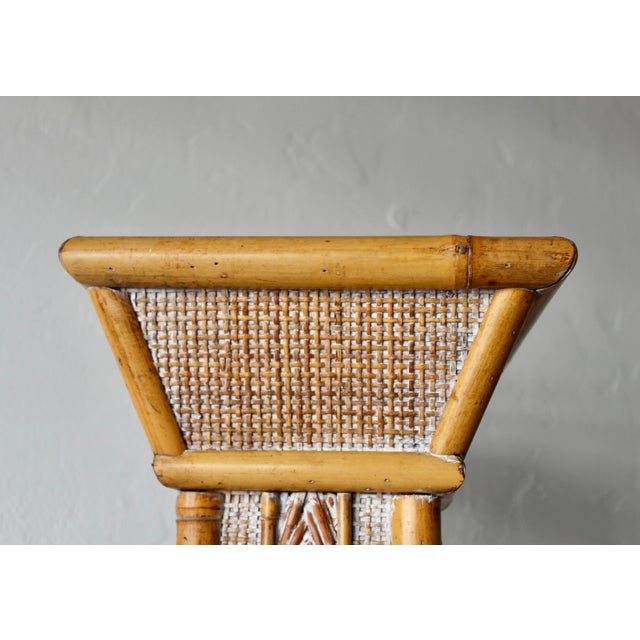 Vintage Bamboo Rattan Pedestal Column Plant Stand For Sale - Image 10 of 14