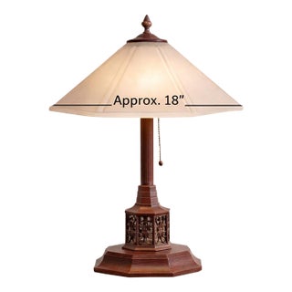 Vintage Asian-Inspired Pagoda Table Lamp With Fretwork Base For Sale