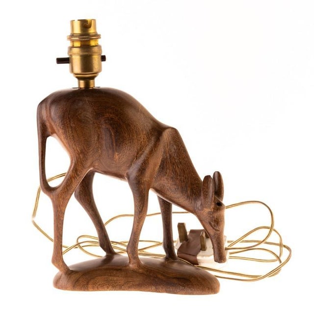 African Ethnographic Carved Wood Tapir Lamp Holder For Sale - Image 4 of 4