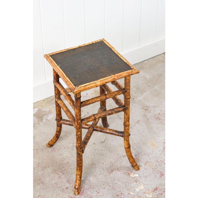 19th Century Tortoise Bamboo Side Table With Black Top For Sale In Charleston - Image 6 of 8