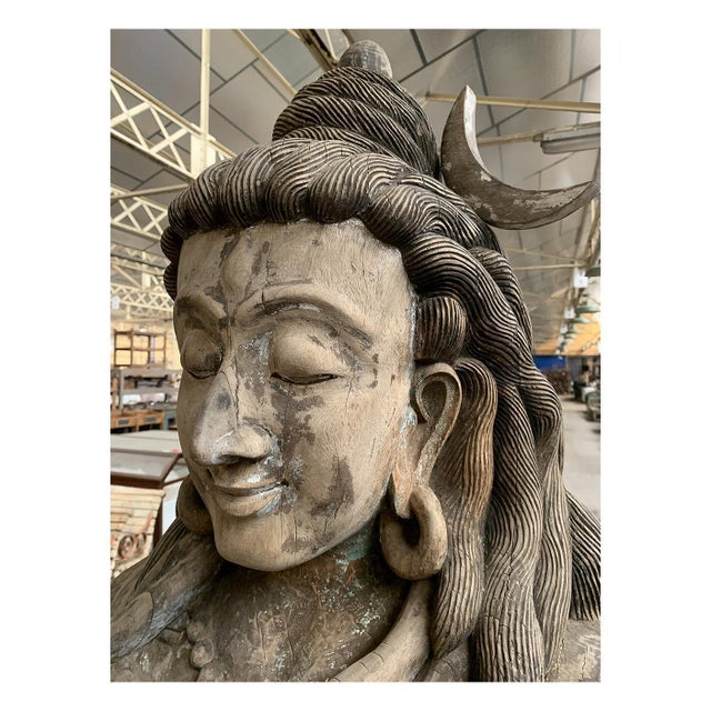Wood Large Shiva Sculpture in Wood For Sale - Image 7 of 15