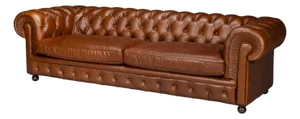 British Brown Leather Chesterfield Sofa