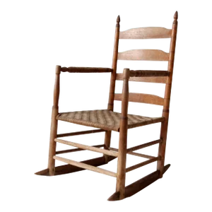 Antique Splint Weave Seat Rocking Chair