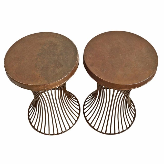 Metal Vintage Industrial Farmhouse Rust Iron Hourglass Side Table For Sale - Image 7 of 7