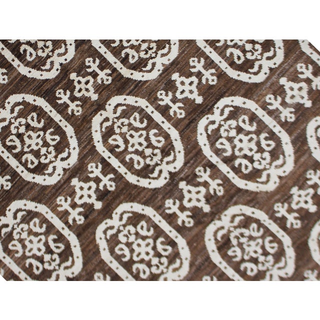 Modern Hand Knotted Borderless Ikat Design Rug. 05'09" X 09'00" For Sale - Image 3 of 4