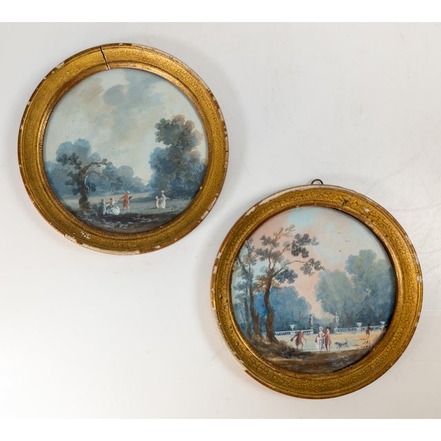 We are selling this nice pair of French 18th century miniature landscape paintings. These paintings are executed in...