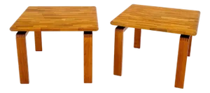 Pair of Solid Teak Danish Mid-Century Modern Square Side End Coffee Tables Mint