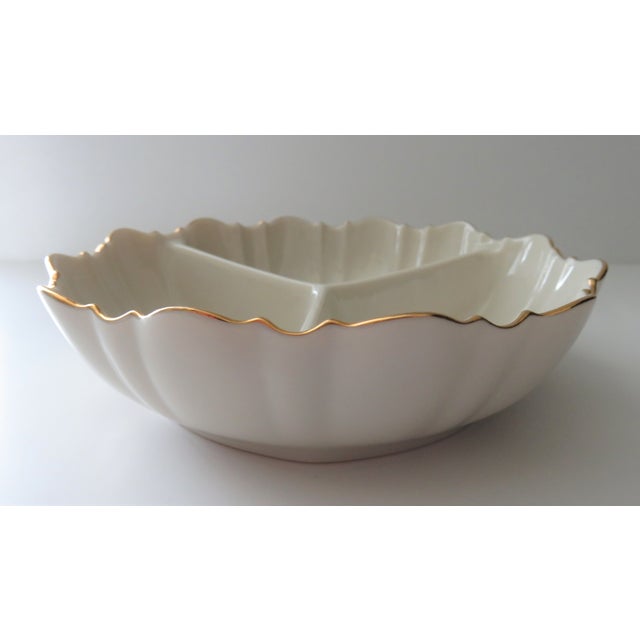 Cream Late 20th Century Lenox Symphony Divided Dish Cream Porcelain With 24k Gold Trim For Sale - Image 8 of 8