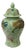 Chinese Crackle Avocado Green Color Foo Dogs Porcelain Temple Jar For Sale