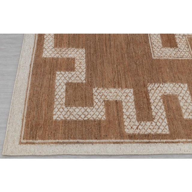 Textile 10x14Ft. Natural Brown Jute cream design Taureg Inspired Soumek Jute Hand Woven Rug For Sale - Image 7 of 12