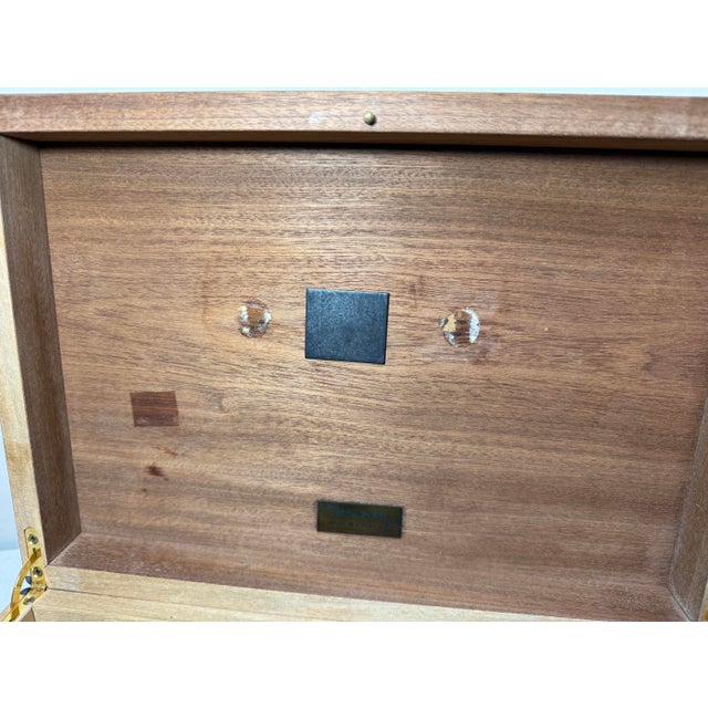 High Quality Handmade Italian Caminetto Burl Wood Veneer Brass Cigar Humidor Box For Sale - Image 17 of 17