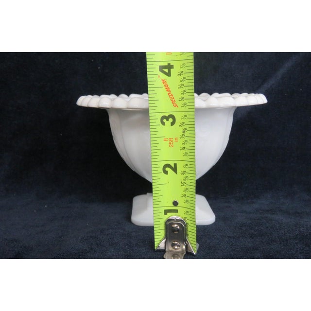 Mid 20th Century Indiana Glass White Milk Glass Open Laced Edge Pedestal Compote Candy Dish For Sale In Miami - Image 6 of 8