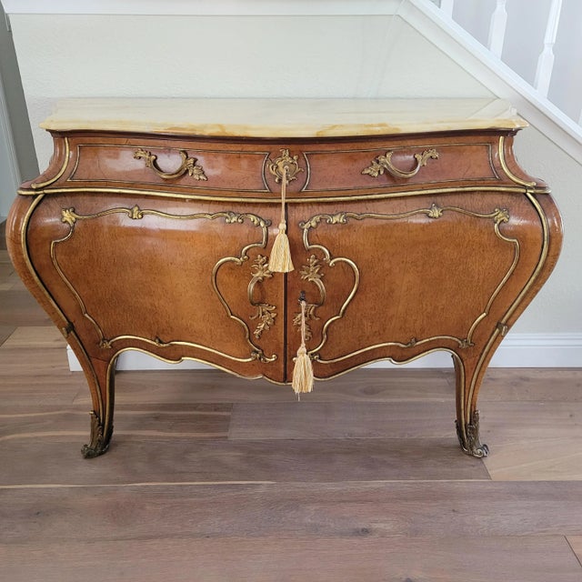 Late 19th Century Marble Top Amboyna a Gilt Commode on Gilt Bronze Sabots For Sale - Image 13 of 13