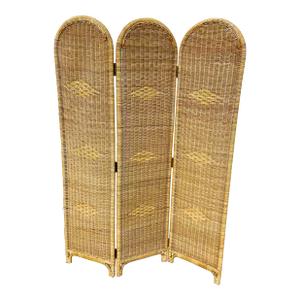 Vintage Mid 20th Century Rattan Wicker Screen